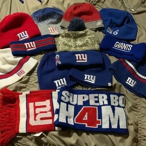 NY Giant Fan Pack! Hats, headbands and scarf.